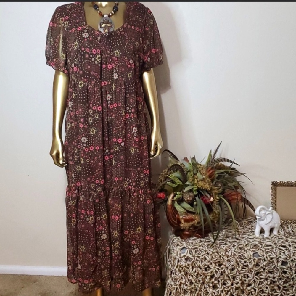 exc Taillissme La Radoute Creation lined maxi comfy dress long women plus size